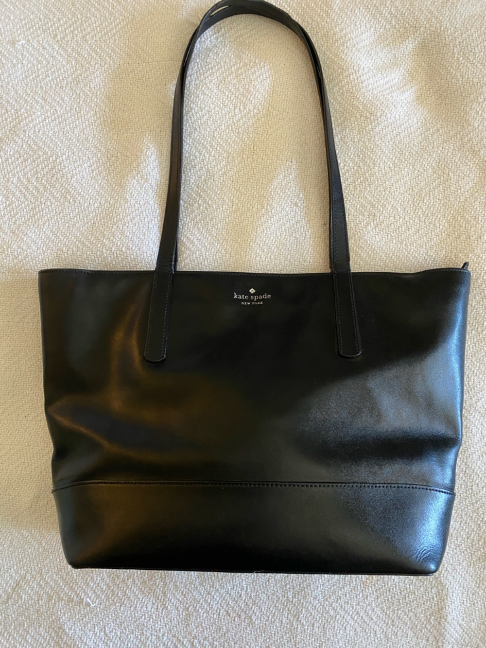 ♠️ Kate Spade Black Leather Tote with Double Shoulder Straps ♠️